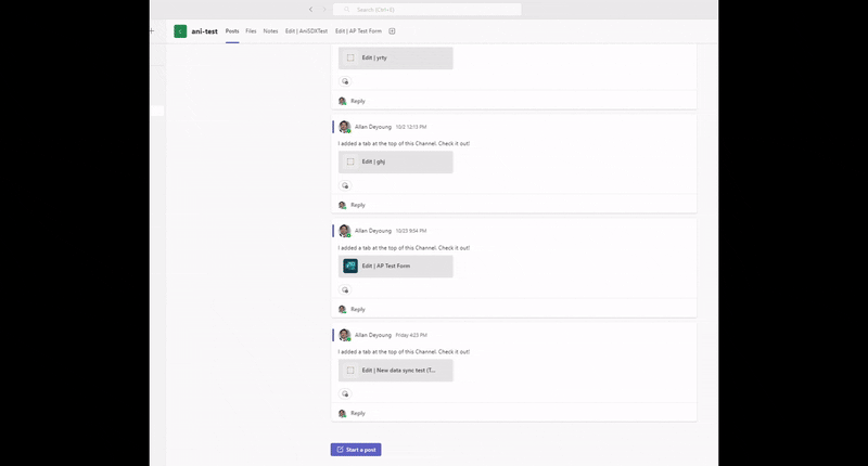 Add Forms tab in Teams channel