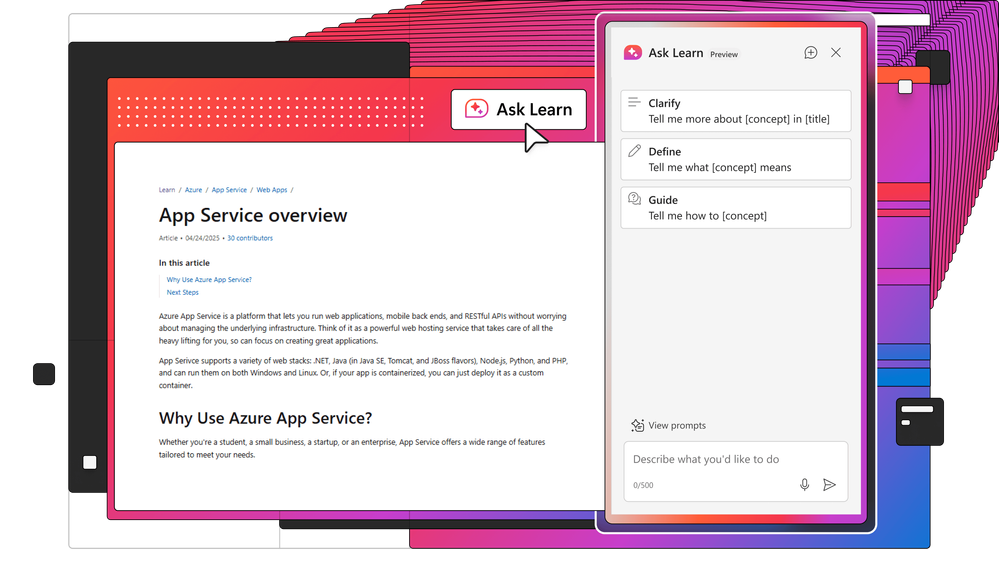 An image picturing the Ask Learn interface, where you can get advice as you learn
