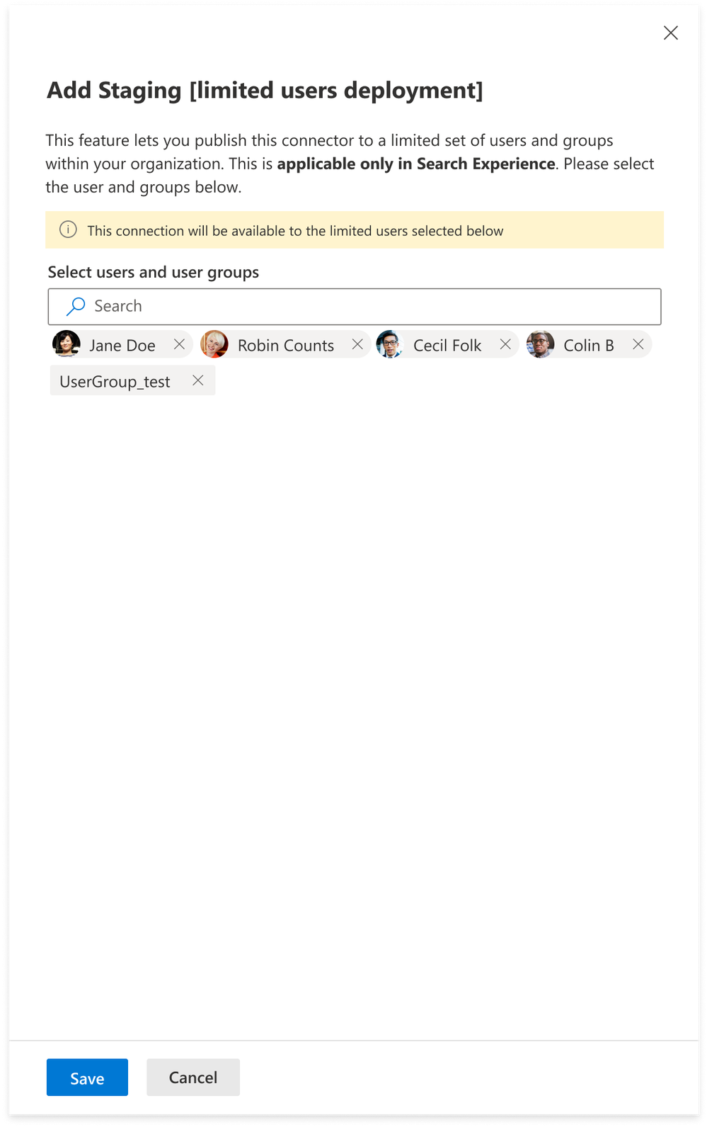 Add staging to users and groups